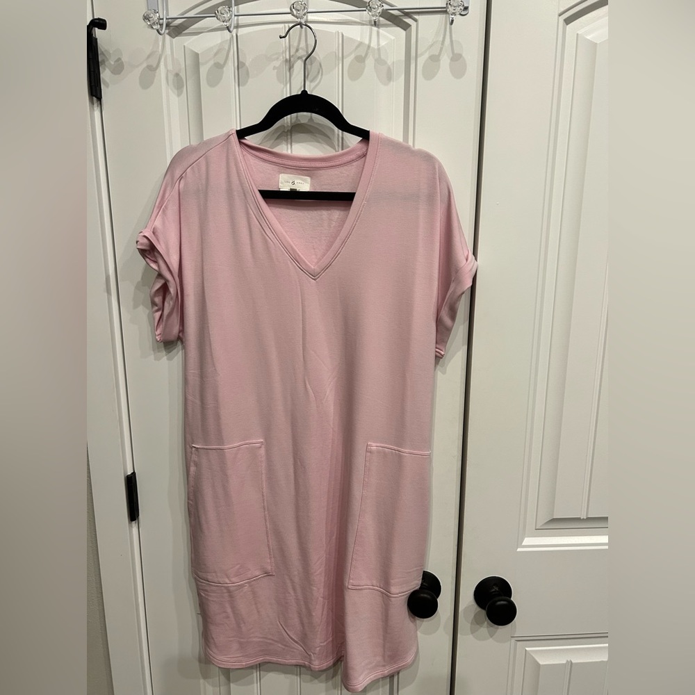 Lilac mini shirt dress with front pockets